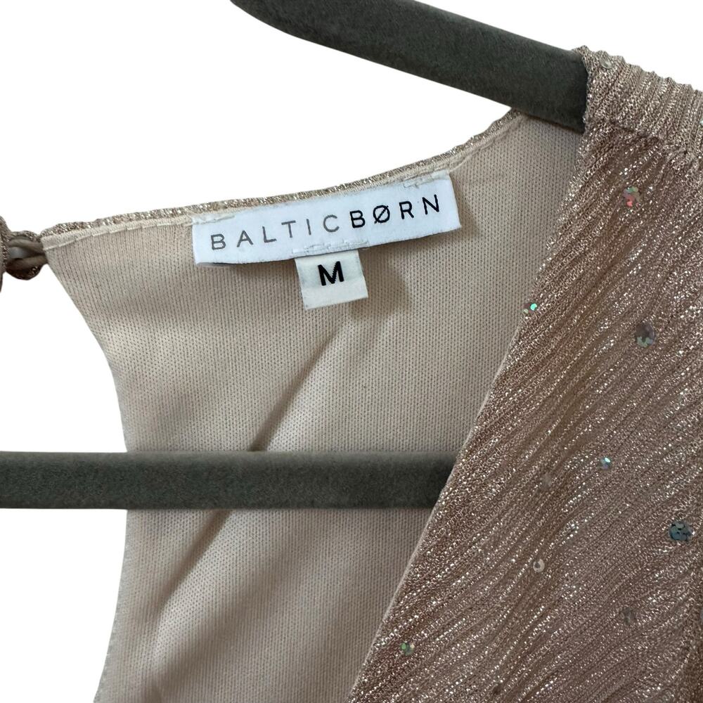 Baltic Born Grace Sparkle Gown in "Champagne" Pink Beige Sparkle Size Medium - Picture 7 of 10
